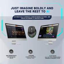 JOMAA Rechargeable Wireless Silent AI Mouse 2.4G Dual Modes Wireless AI Smart Mouse Voice Controlled Typing/Voice Translation/AIPPT/AiText AI Mouse For Win7/8/10/11/MasOS(Black) - Black - View 6