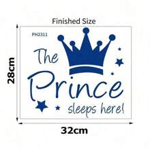 1pc Blue Princess Crown Wall Sticker, Girls Bedroom Decorative Decal, Suitable For Nursery Decoration Baby Shower Family Decorations Gifts - Blue - View 10