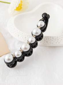 2pcs Large Size Banana Clips Vertical Hair Clips Korean Minimalist Faux Pearl & Rhinestone Non-Slip Twist Hair Clips Hair Accessories Claw Clips Hair Claws Hair Barrettes, School Stuff, Pearl Hair Accessories, Looks Of Party