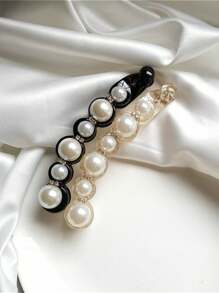 2pcs Large Size Banana Clips Vertical Hair Clips Korean Minimalist Faux Pearl & Rhinestone Non-Slip Twist Hair Clips Hair Accessories Claw Clips Hair Claws Hair Barrettes, School Stuff, Pearl Hair Accessories, Looks Of Party