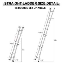 Escalera plegable de aluminio de 17 pies con posiciones múltiples, escalera en A y recta, ANSI 250 libras - Gris Oscuro - Ver 4