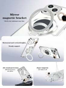 1个折叠支架+镜子/DIY水钻爱心+电镀蝴蝶支架手机壳，防摔新款电镀工艺手机壳，适用于Infinix Zero 30/ Spark Go 2024系列，Poco/Pop/Camon/Smart系列，Apple 11/12/13/14/15 Pro Max， A25/A34/A54S，OPPO，vivo，Redmi 13C+，Moto G，Redmi Note 13C/12/11 Pro，畅享20/30/40/50/60/70，HONOR 90/80/70/60/50，X9/X8/X7/X6/X5 AB+，国际版，非国内版 - 紫色 - 查看 2