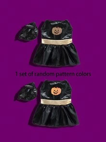 1 Set Halloween Pet Pumpkin Horn Transformation Costume (1 Hat + 1 Dress), Suitable For Dogs And Cats Halloween Halloween Costumes