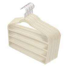 Kit com 10 cabides de veludo preto triplos para calças, saias, shorts, decorações de Halloween, fantasias de Halloween, decorações de outono, decorações de festival - Bege - Visão 1