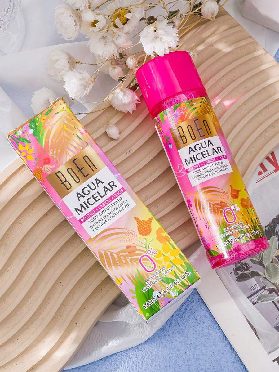 Agua Micelar Bifásica, Desmaquillante, Para Todo Tipo de Piel, 130 ml, Ayuda a Eliminar Maquillaje, Células Muertas e Impurezas. - Rosa - Ver 1