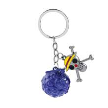 1个热血卡通动漫海贼王骷髅头标志，恶魔果实草帽小子装饰钥匙扣包包配件挂绳带证件夹汽车配件包饰圣诞礼物送给老师朋友姐妹的礼物创意 - 惡魔果實鑰匙扣 - 查看 8