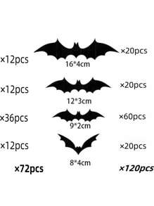 12/24/48/60/72/120pcs Halloween Decorations Bat Wall Decals Party Supplies Indoor Outdoor Halloween Decor Fall Autumn,Christmas