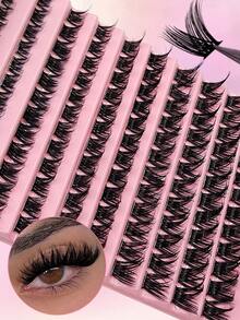 Asiteo 120 Pcs Wispy Individual Cluster Lashes - Natural Look, D Curl, Fluffy, Cross Design Fox Eye Effect DIY Eyelash Extensions For A Dramatic Eye Makeup - Unscented, Easy To Apply, Long-Lasting, And Reusable - D - View 2