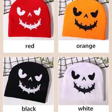 1 pieza Gorro tejido con estampado de calabaza de Halloween, cómodo, cálido, personalizado, apropiado para hip hop, adecuado para regalos de Halloween - Multicolor - Ver 11