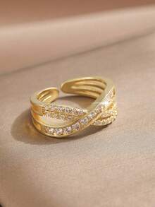 1pc Creative Luxury X-Shaped Women's Ring For Women Man Fashion Elegant Wedding Party Jewelry Gifts - Gold - View 7