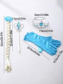 5pcs Princess Crown, Magic Wand, Gloves & Wig Set For Girls Cosplay - Multicolor - View 3