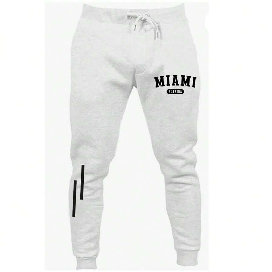 MIAMI Slim Sweatpants Cold Weather Gym Tracksuit Various Colors Unisex - 白色 - 查看 1