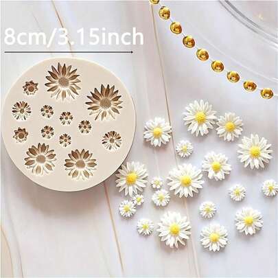 1 件多用途迷你 3D 雏菊硅胶模具 - 肥皂制作模具、DIY 骷髅蜡烛工艺品、万圣节装饰