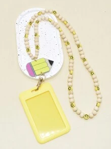 1 chiếc móc khóa hình mặt cười bằng gỗ phong cách Bohemia, dây đeo cổ dài, hạt gỗ có thể tháo rời, có ngăn đựng thẻ ID, bút chì acrylic trống, quà tặng cho giáo viên, quà tặng cho trường học, quà tặng cho xe hơi, bạn bè, chị em, ý tưởng quà tặng - Nhiều màu - Xem 12