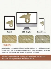 Kẹp Phong cách Nối tóc , 6 cái Thẳng 24 Nối tóc Thích hợp Đối với phụ nữ , Chống nóng Sợi tổng hợp Tóc , Bạch kim Vàng Tóc - Màu be - Xem 7