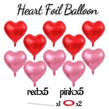 18inch 10pcs Heart-Shaped Foil Balloons, Red, Gold, Pink, Rose Gold, Silver, Multi-Colored Options, Suitable For Valentine's Day, Singles Party, Christmas Decoration, Wedding, Proposal, Bridal Shower, Anniversary, Birthday Party, Party Decor, Christmas - 10 Love Hearts - View 16