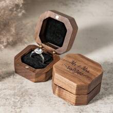 "Mr & Mrs" Personalised Wooden Rings, Wedding Boxes, Jewellery Boxes, Weddings, Personalised Birthday Party Boxes. - No.12 Brown - View 2