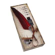 Juego de pluma y tinta - Estuche para pluma estilográfica, plumas de lujo, soporte para bolígrafo vintage, juego de pluma y tinta - Plumas estilográficas para escribir, suministros de escritura de - Rojo - Ver 6