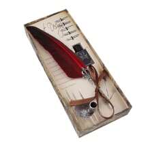 Juego de pluma y tinta - Estuche para pluma estilográfica, plumas de lujo, soporte para bolígrafo vintage, juego de pluma y tinta - Plumas estilográficas para escribir, suministros de escritura de - Rojo - Ver 5