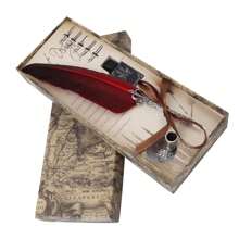 Juego de pluma y tinta - Estuche para pluma estilográfica, plumas de lujo, soporte para bolígrafo vintage, juego de pluma y tinta - Plumas estilográficas para escribir, suministros de escritura de - Rojo - Ver 3
