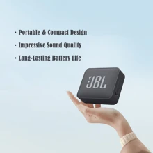 JBL 多媒体扬声器 GO Essential 休闲便携式蓝牙扬声器，防水，防尘，黑色，超长待机，强劲低音，户外音乐和视频观看（黑色）