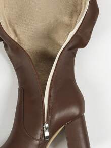 Brown Over-The-Knee High Heel Riding Boots (Extra Leg Lengthening Effect), Fall 2024 Women - Brown - View 5