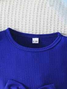 Baby Girl Summer Cap Sleeve Butterfly Print Bow Decor Waist Cute Dress - Blue - View 3