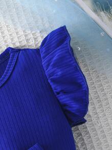 Baby Girl Summer Cap Sleeve Butterfly Print Bow Decor Waist Cute Dress - Blue - View 4