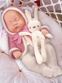 14 英寸重生娃娃，配有毛绒毯子和服装，儿童可爱毛绒玩偶 - 粉色 - 查看 7
