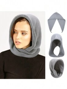 1pc Women's Winter New Style Scarf & Hat Set, Faux Cashmere Knitted DIY Turban Cap - Solid Color - View 10