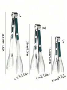 Pinzas para alimentos de acero inoxidable 304, pinzas coreanas para BBQ, pinzas para barbacoa, pinzas de 3 puntas para bistec y alimentos para la cocina