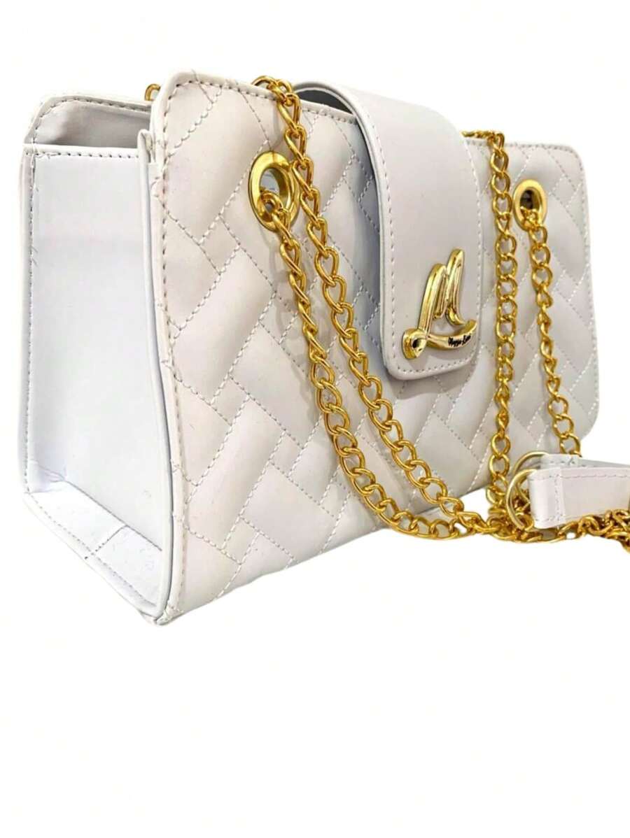 Women's ML Medium Crossbody Bag With Gold Chain And Strap Paris - 白色 - 查看 1