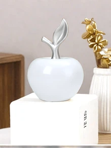 1 ornement en céramique en forme de pomme blanc, style créatif de luxe, artisanat, convient pour le bureau, la maison, la décoration. Meilleurs cadeaux