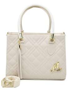 ML Media Women's Crossbody Bag With Embroidery New Arrivals Luxury Letters - Màu Xám nhạt - Xem 2