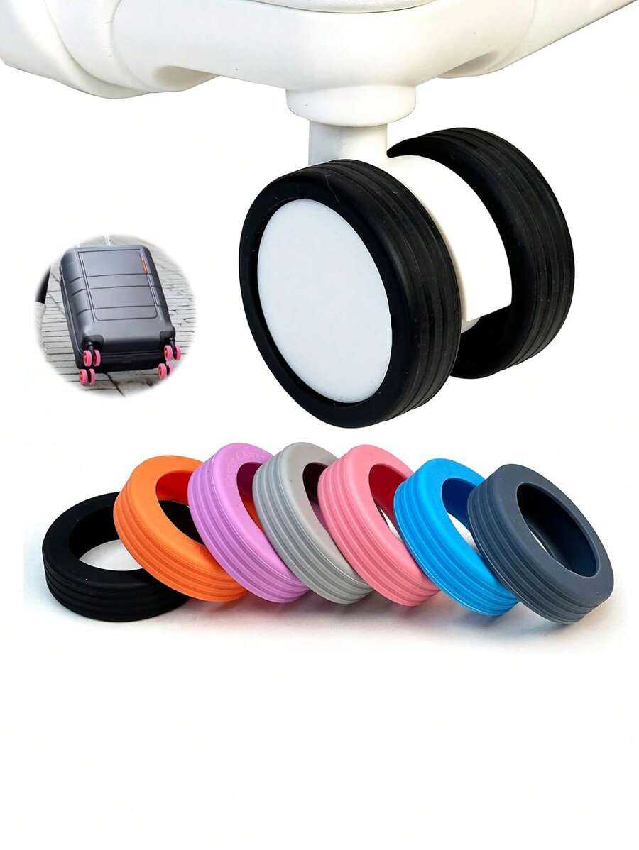 8 piezas Cubiertas protectoras de silicona para ruedas de equipaje, reduce el ruido de las ruedas, cubiertas para ruedas de maletas, protector de rueda silencioso, protector de rueda de equipaje para volver a la escuela