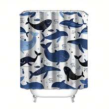 4pcs Cartoon Whale Bathroom Curtain Digital 3D Printing Waterproof Shower Curtain Set Bathroom Curtain Shower Curtain - 彩色 - 查看 5