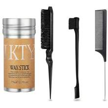 適用於假髮的髮蠟棒,附黑色刷子床頭棒邊緣控制順滑棒髮用髮油棒非油膩造型髮蠟2.7盎司,持久,用於控制鬢角亂燙髮的暫時造型產品