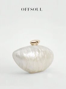 亚克力女士手拿包新款海滩风格单肩包晚会斜挎包链条婚礼宾客聚会钱包 - 白色 - 查看 6