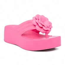 EVVA HIT Women's Platform Flip Flops With Super Light And Soft EVA Heel - 玫紅色 - 查看 3