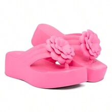 EVVA HIT Women's Platform Flip Flops With Super Light And Soft EVA Heel - 玫紅色 - 查看 2