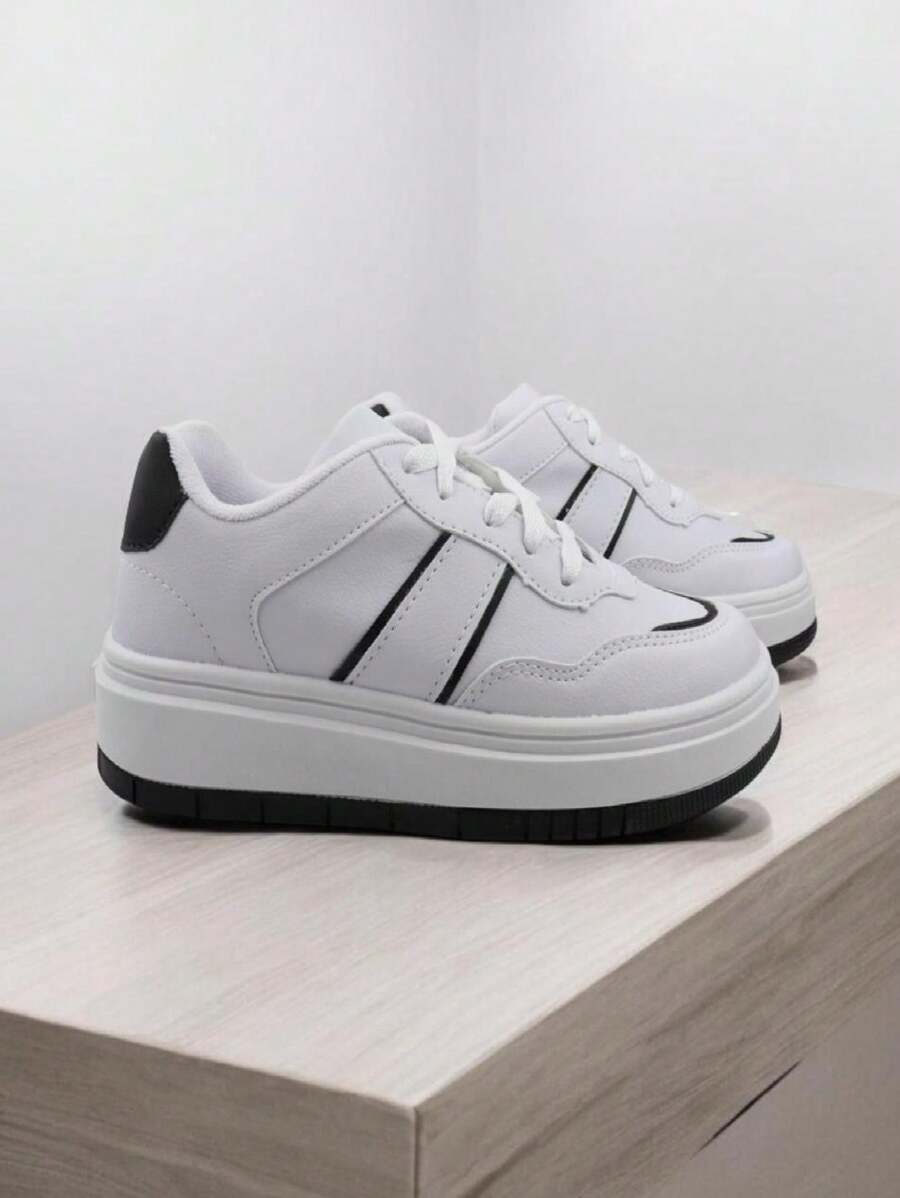 Tenis Feminino Bellamore Casual Clássico Retro Sola Alta Bicolor Tendencia Blogueira Cores Preto/Branco Caramelo