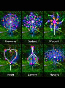 1 件装太阳能花园烟花灯户外防水 60/90/120/180 LED 烟花太阳能灯适用于室外露台后院庭院小路走道装饰（彩色）