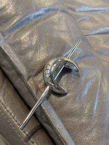 1 Stück Silber Metall Haarspange in Mondsichelform im Chinesischen Stil, elegantes und retro Mode Haaraccessoire geeignet für Frauen und Mädchen - Silber - Übersicht 6