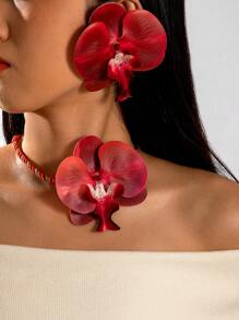 imoli 2 件/套时尚清新聚苯乙烯蝴蝶兰花朵元素 3D 颈链、长扭蜡线耳环和项链首饰套装适合女士派对礼物（人工染色，颜色深度可能略有不同） - 彩色 - 查看 12