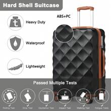 Ultralight ABS+PC Hard Case Bumpy Diamond Carry-On Suitcase With TSA Lock And 4 Spinner Wheels Available In 20" Cabin Size And 24" And 28" Check-In Sizes(1 Pc) - Black-1 - View 8