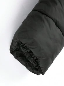 Risissida 女式休闲连帽夹克，带口袋，轻质人造毛皮衬里绗缝风衣，秋季日常穿着冬季外套 - 黑色 - 查看 9