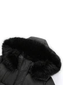 Risissida 女式休闲连帽夹克，带口袋，轻质人造毛皮衬里绗缝风衣，秋季日常穿着冬季外套 - 黑色 - 查看 8