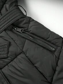 Risissida 女式休闲连帽夹克，带口袋，轻质人造毛皮衬里绗缝风衣，秋季日常穿着冬季外套 - 黑色 - 查看 10