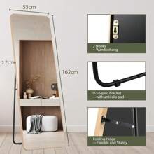 Full Length Mirror 162 X 53cm With Stand Standing Mirror HD Large Wall Mirror With Hook Full Length Mirror Wall Hanging Mirror For Living Room Bedroom Dressing Room Bathroom Hallway Gold