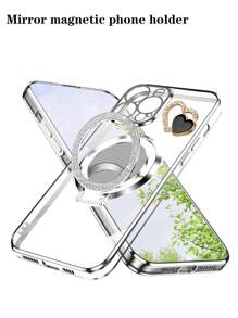 1个折叠支架+镜子/DIY水钻爱心+电镀蝴蝶支架手机壳，防摔新款电镀工艺手机壳，适用于Infinix Zero 30/ Spark Go 2024系列，Poco/Pop/Camon/Smart系列，Apple 11/12/13/14/15 Pro Max， A25/A34/A54S，OPPO，vivo，Redmi 13C+，Moto G，Redmi Note 13C/12/11 Pro，畅享20/30/40/50/60/70，HONOR 90/80/70/60/50，X9/X8/X7/X6/X5 AB+，国际版，非国内版 - 紫色 - 查看 3